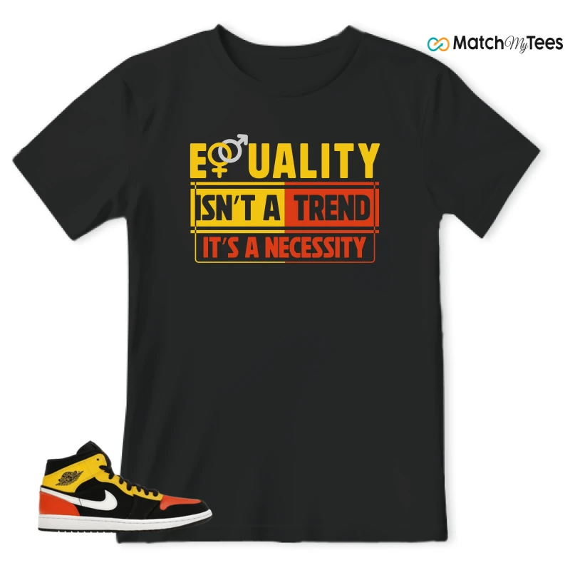 NIKE JORDAN 1 MID BLACK AMARILLO ORANGE SNEAKER Matching Tees t-shirt