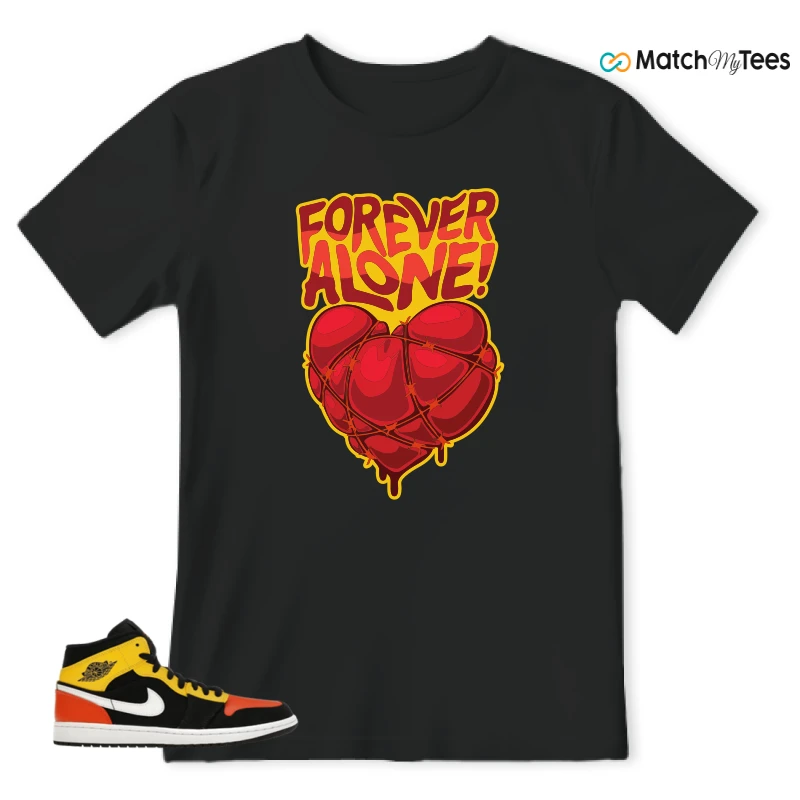 NIKE JORDAN 1 MID BLACK AMARILLO ORANGE SNEAKER Matching Tees t-shirt