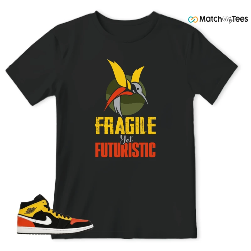 NIKE JORDAN 1 MID BLACK AMARILLO ORANGE SNEAKER Matching Tees t-shirt