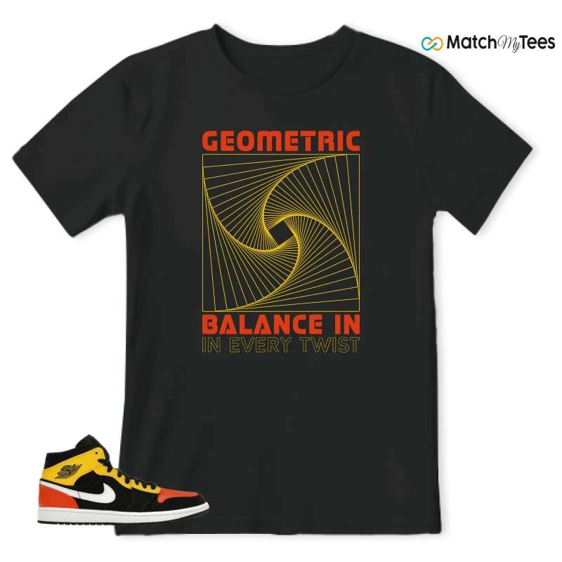 NIKE JORDAN 1 MID BLACK AMARILLO ORANGE SNEAKER Matching Tees t-shirt