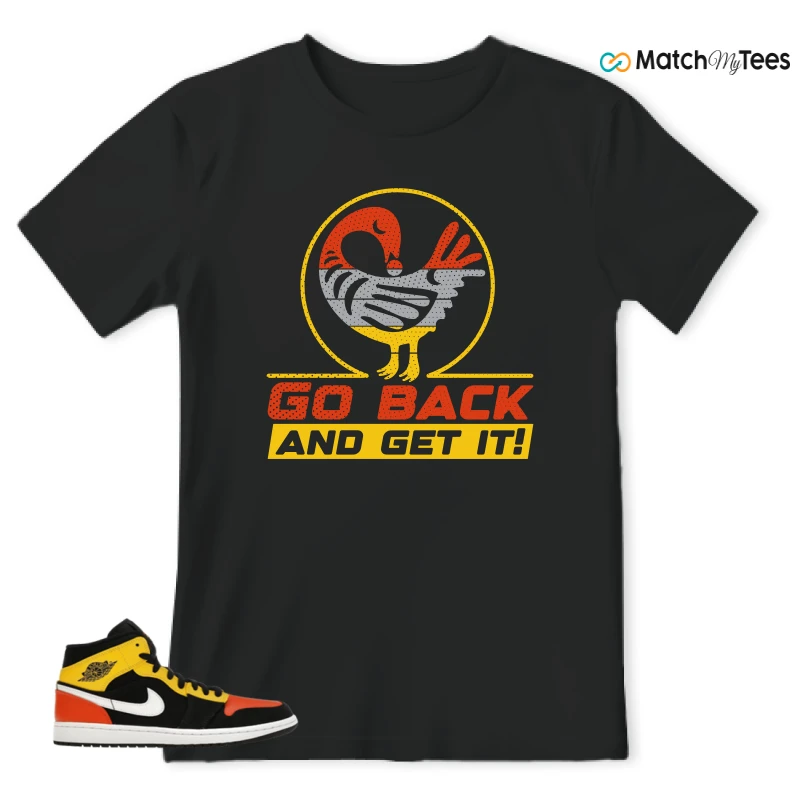 NIKE JORDAN 1 MID BLACK AMARILLO ORANGE SNEAKER Matching Tees t-shirt