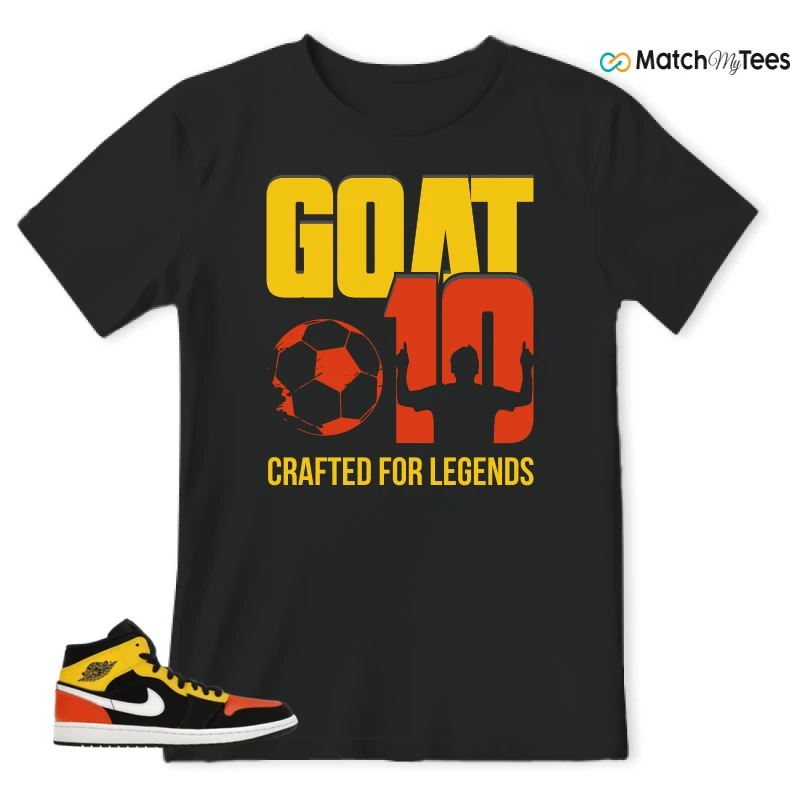 NIKE JORDAN 1 MID BLACK AMARILLO ORANGE SNEAKER Matching Tees t-shirt