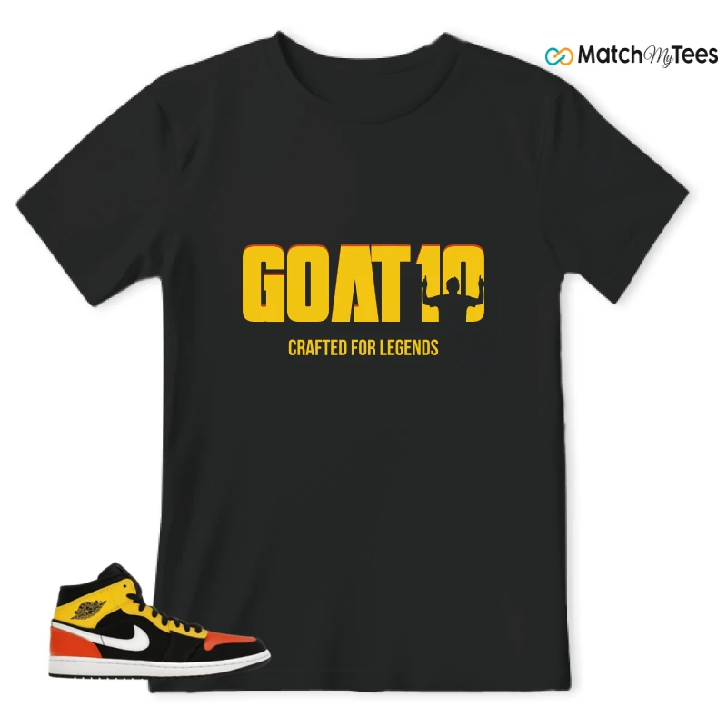 NIKE JORDAN 1 MID BLACK AMARILLO ORANGE SNEAKER Matching Tees t-shirt