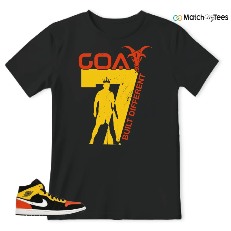 NIKE JORDAN 1 MID BLACK AMARILLO ORANGE SNEAKER Matching Tees t-shirt