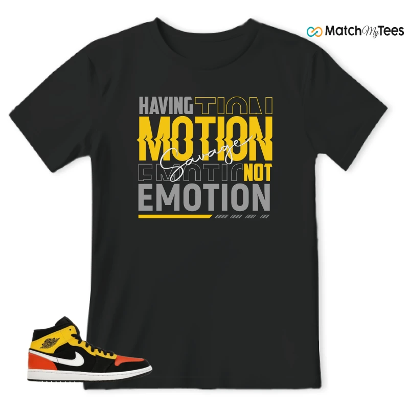 NIKE JORDAN 1 MID BLACK AMARILLO ORANGE SNEAKER Matching Tees t-shirt