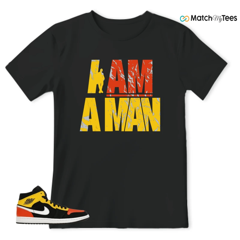 NIKE JORDAN 1 MID BLACK AMARILLO ORANGE SNEAKER Matching Tees t-shirt
