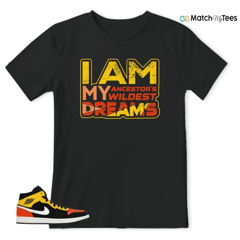 NIKE JORDAN 1 MID BLACK AMARILLO ORANGE SNEAKER Matching Tees t-shirt