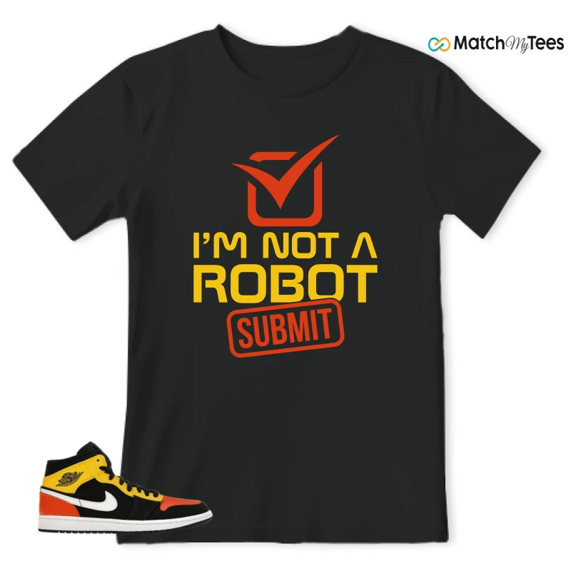 NIKE JORDAN 1 MID BLACK AMARILLO ORANGE SNEAKER Matching Tees t-shirt
