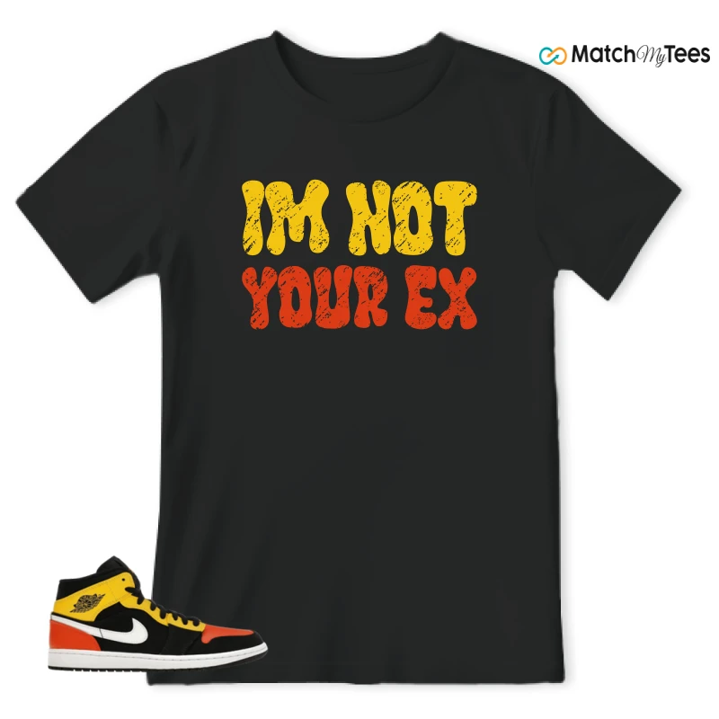 NIKE JORDAN 1 MID BLACK AMARILLO ORANGE SNEAKER Matching Tees t-shirt