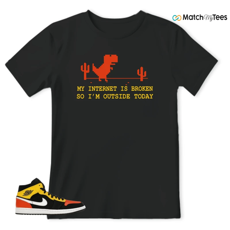 NIKE JORDAN 1 MID BLACK AMARILLO ORANGE SNEAKER Matching Tees t-shirt