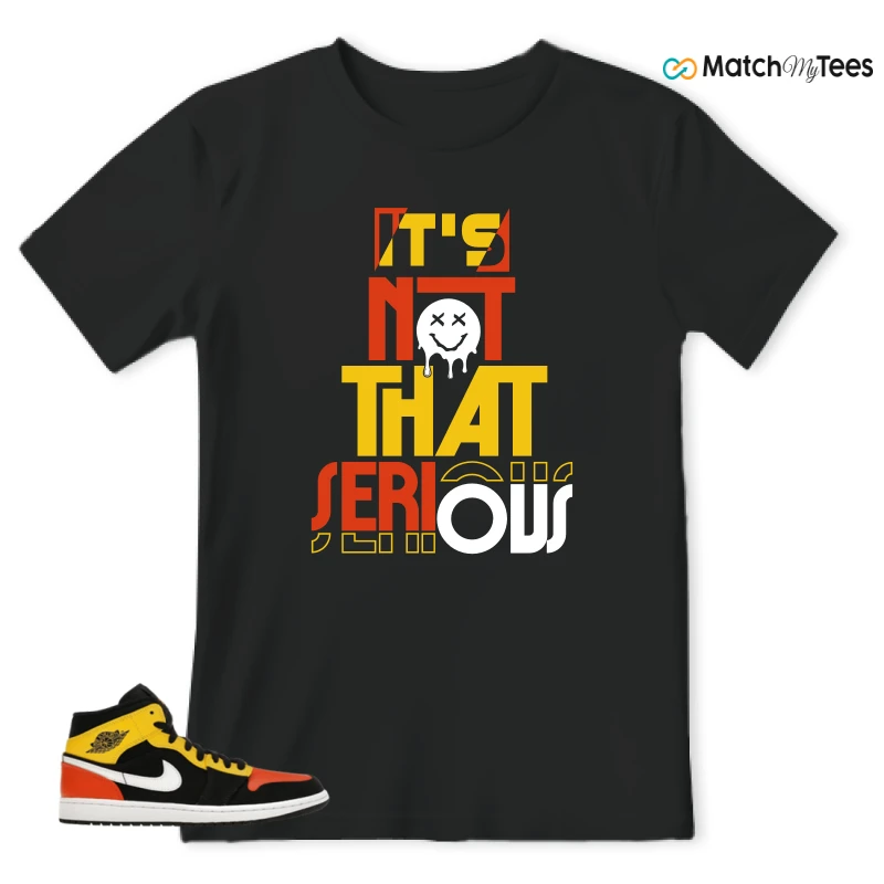 NIKE JORDAN 1 MID BLACK AMARILLO ORANGE SNEAKER Matching Tees t-shirt