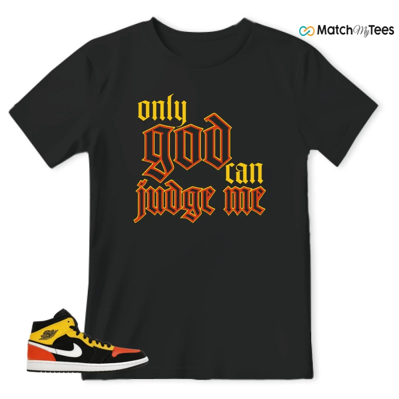 NIKE JORDAN 1 MID BLACK AMARILLO ORANGE SNEAKER Matching Tees t-shirt