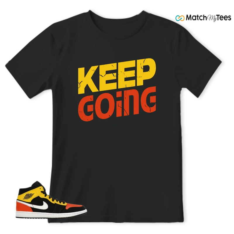 NIKE JORDAN 1 MID BLACK AMARILLO ORANGE SNEAKER Matching Tees t-shirt