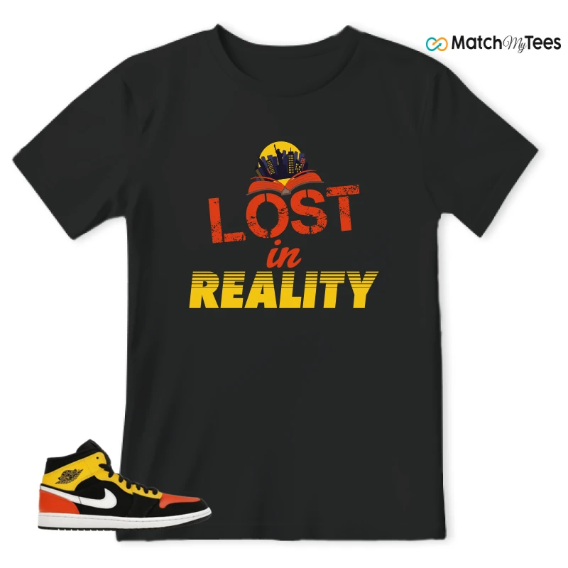 NIKE JORDAN 1 MID BLACK AMARILLO ORANGE SNEAKER Matching Tees t-shirt