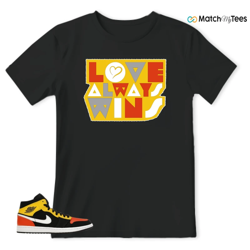 NIKE JORDAN 1 MID BLACK AMARILLO ORANGE SNEAKER Matching Tees t-shirt