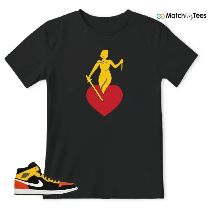 NIKE JORDAN 1 MID BLACK AMARILLO ORANGE SNEAKER Matching Tees t-shirt