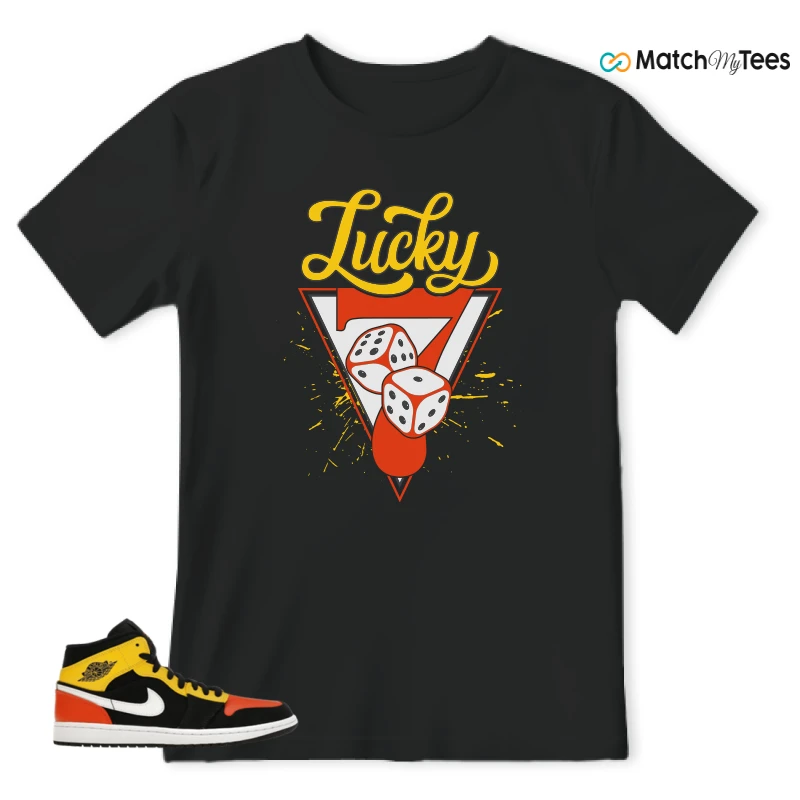 NIKE JORDAN 1 MID BLACK AMARILLO ORANGE SNEAKER Matching Tees t-shirt