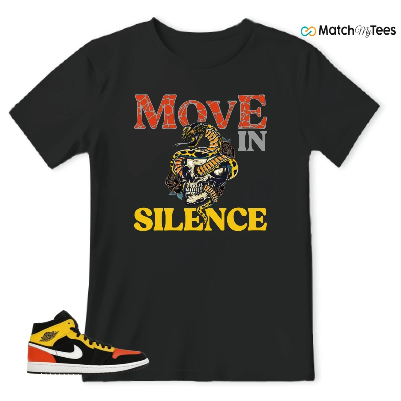 NIKE JORDAN 1 MID BLACK AMARILLO ORANGE SNEAKER Matching Tees t-shirt