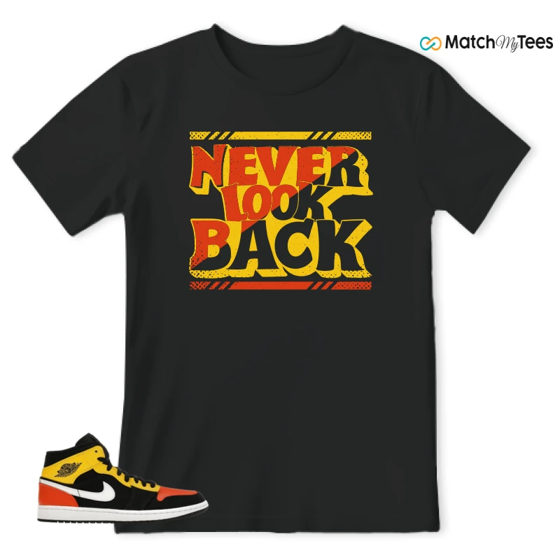 NIKE JORDAN 1 MID BLACK AMARILLO ORANGE SNEAKER Matching Tees t-shirt