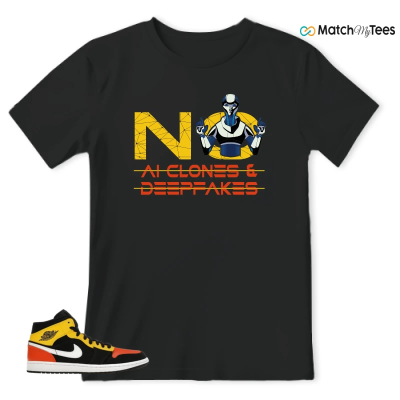 NIKE JORDAN 1 MID BLACK AMARILLO ORANGE SNEAKER Matching Tees t-shirt