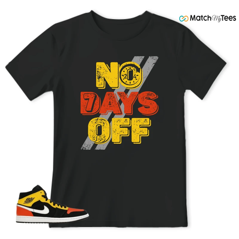 NIKE JORDAN 1 MID BLACK AMARILLO ORANGE SNEAKER Matching Tees t-shirt