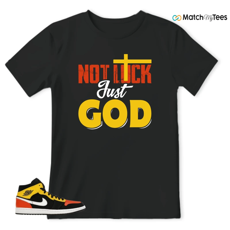 NIKE JORDAN 1 MID BLACK AMARILLO ORANGE SNEAKER Matching Tees t-shirt