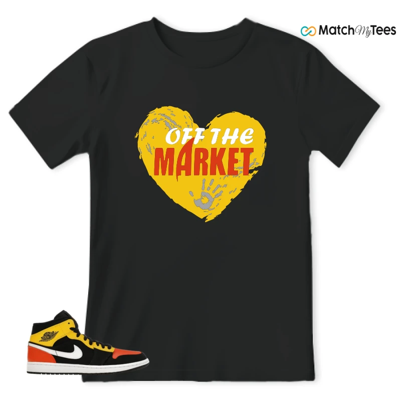 NIKE JORDAN 1 MID BLACK AMARILLO ORANGE SNEAKER Matching Tees t-shirt