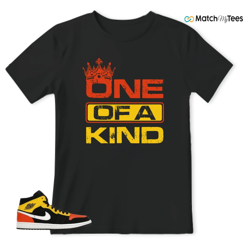 NIKE JORDAN 1 MID BLACK AMARILLO ORANGE SNEAKER Matching Tees t-shirt