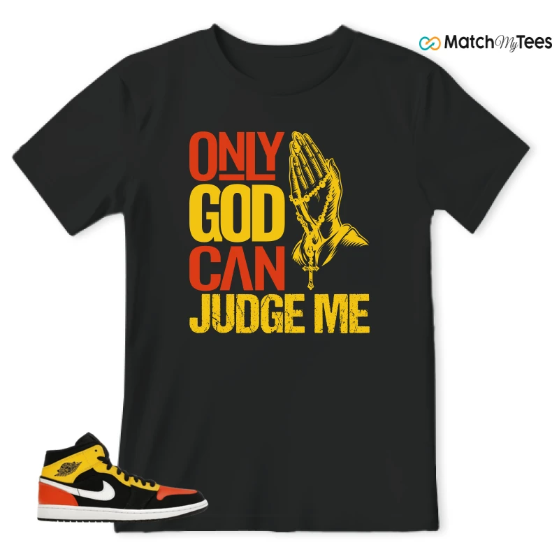 NIKE JORDAN 1 MID BLACK AMARILLO ORANGE SNEAKER Matching Tees t-shirt