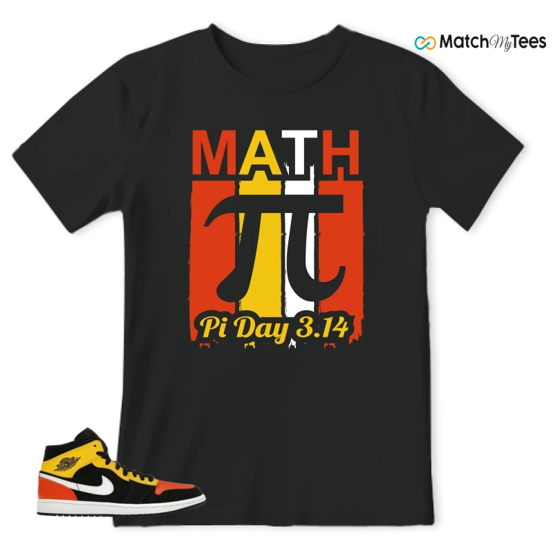 NIKE JORDAN 1 MID BLACK AMARILLO ORANGE SNEAKER Matching Tees t-shirt