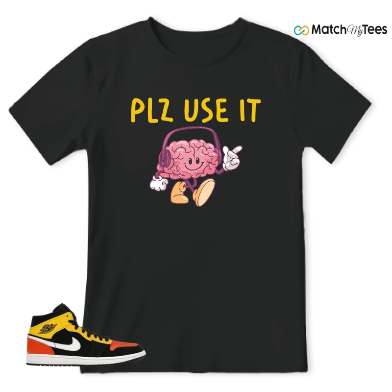 NIKE JORDAN 1 MID BLACK AMARILLO ORANGE SNEAKER Matching Tees t-shirt