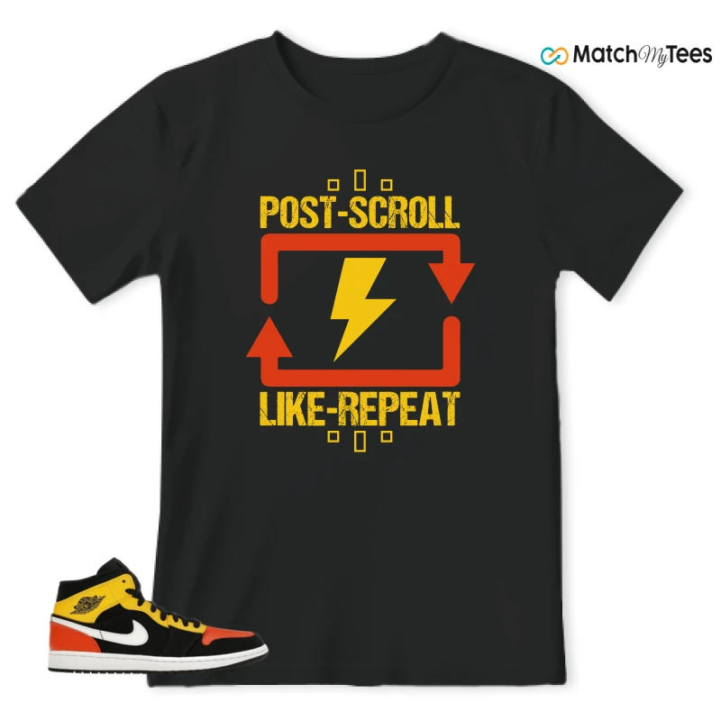 NIKE JORDAN 1 MID BLACK AMARILLO ORANGE SNEAKER Matching Tees t-shirt
