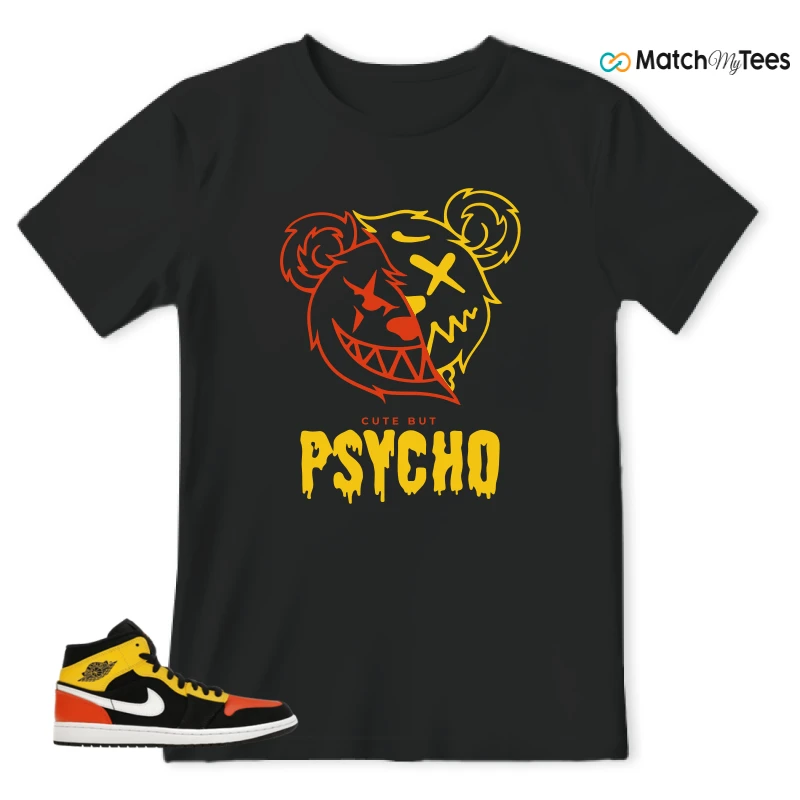NIKE JORDAN 1 MID BLACK AMARILLO ORANGE SNEAKER Matching Tees t-shirt