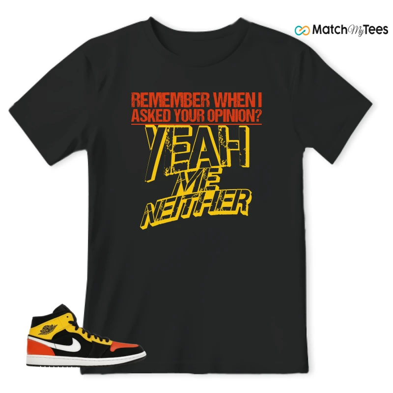 NIKE JORDAN 1 MID BLACK AMARILLO ORANGE SNEAKER Matching Tees t-shirt