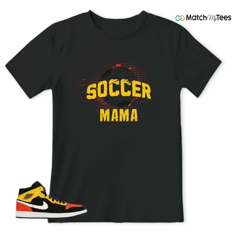 NIKE JORDAN 1 MID BLACK AMARILLO ORANGE SNEAKER Matching Tees t-shirt