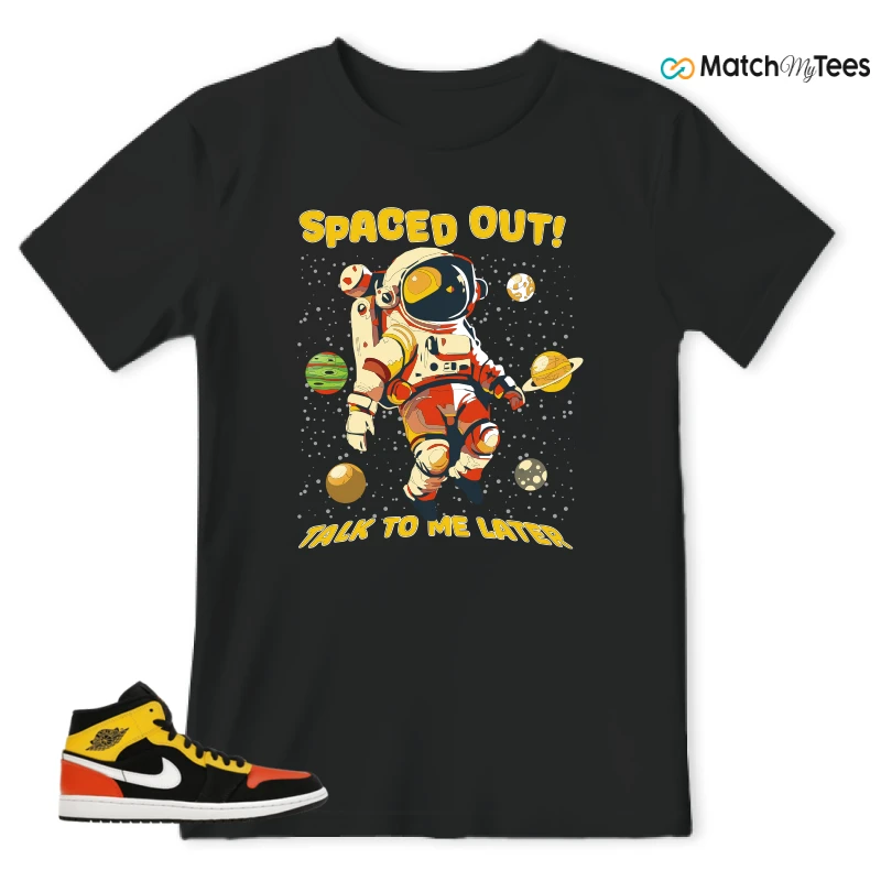 NIKE JORDAN 1 MID BLACK AMARILLO ORANGE SNEAKER Matching Tees t-shirt