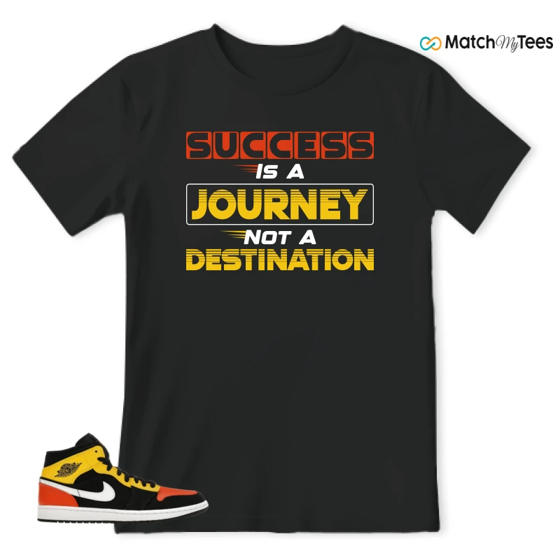 NIKE JORDAN 1 MID BLACK AMARILLO ORANGE SNEAKER Matching Tees t-shirt