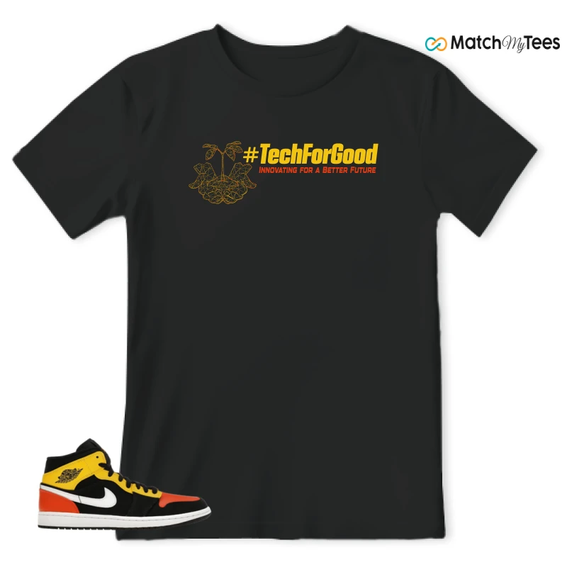 NIKE JORDAN 1 MID BLACK AMARILLO ORANGE SNEAKER Matching Tees t-shirt