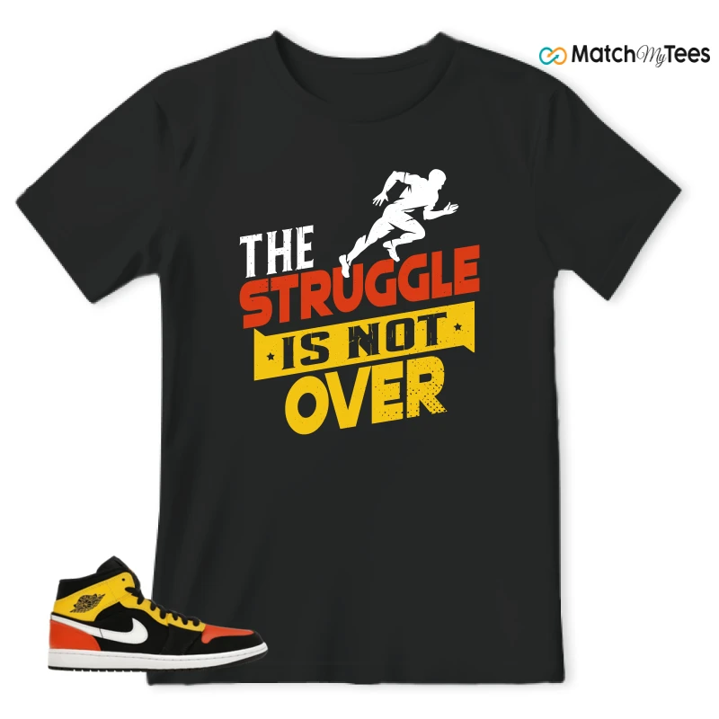 NIKE JORDAN 1 MID BLACK AMARILLO ORANGE SNEAKER Matching Tees t-shirt
