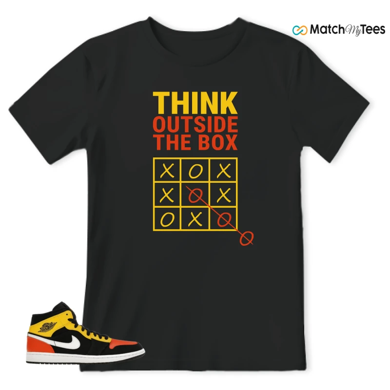 NIKE JORDAN 1 MID BLACK AMARILLO ORANGE SNEAKER Matching Tees t-shirt