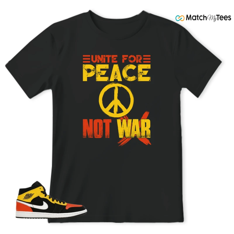 NIKE JORDAN 1 MID BLACK AMARILLO ORANGE SNEAKER Matching Tees t-shirt