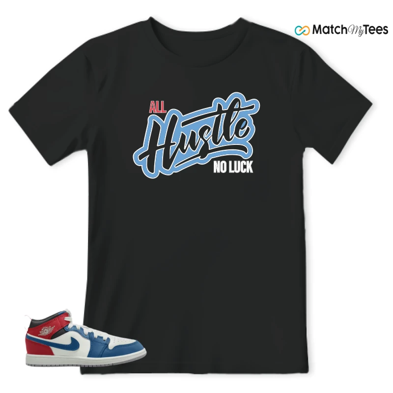 NIKE JORDAN 1 MID TRUE BLUE VARSITY RED (PS) SNEAKER Matching Tees t-shirt