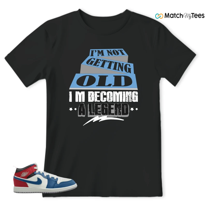 NIKE JORDAN 1 MID TRUE BLUE VARSITY RED (PS) SNEAKER Matching Tees t-shirt