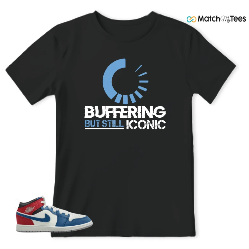 NIKE JORDAN 1 MID TRUE BLUE VARSITY RED (PS) SNEAKER Matching Tees t-shirt