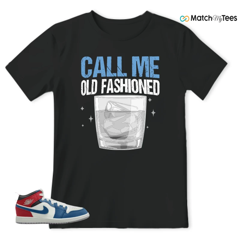 NIKE JORDAN 1 MID TRUE BLUE VARSITY RED (PS) SNEAKER Matching Tees t-shirt