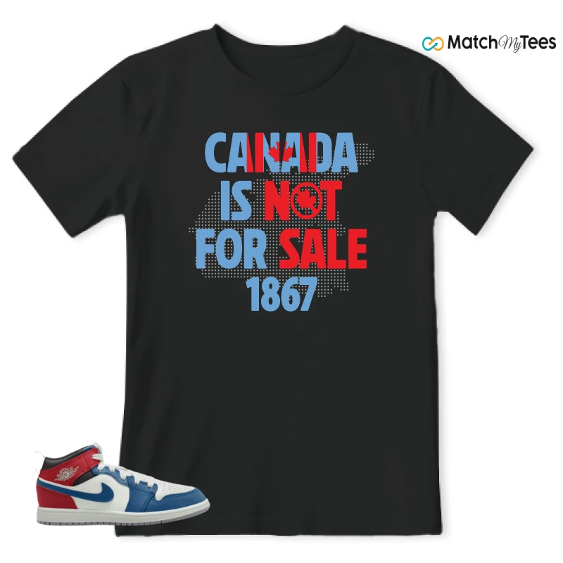 NIKE JORDAN 1 MID TRUE BLUE VARSITY RED (PS) SNEAKER Matching Tees t-shirt