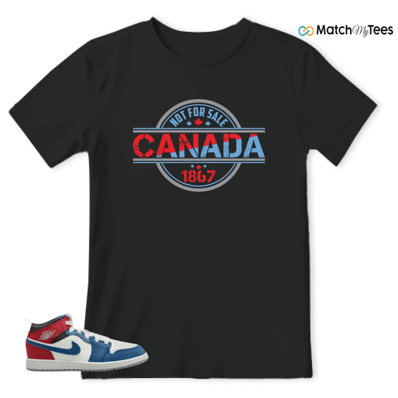 NIKE JORDAN 1 MID TRUE BLUE VARSITY RED (PS) SNEAKER Matching Tees t-shirt