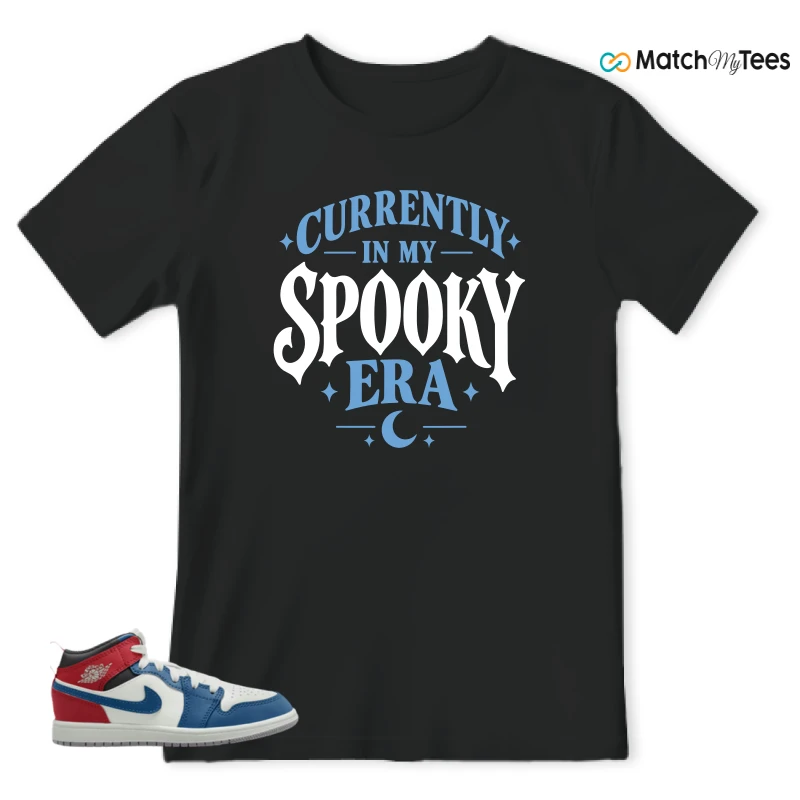 NIKE JORDAN 1 MID TRUE BLUE VARSITY RED (PS) SNEAKER Matching Tees t-shirt
