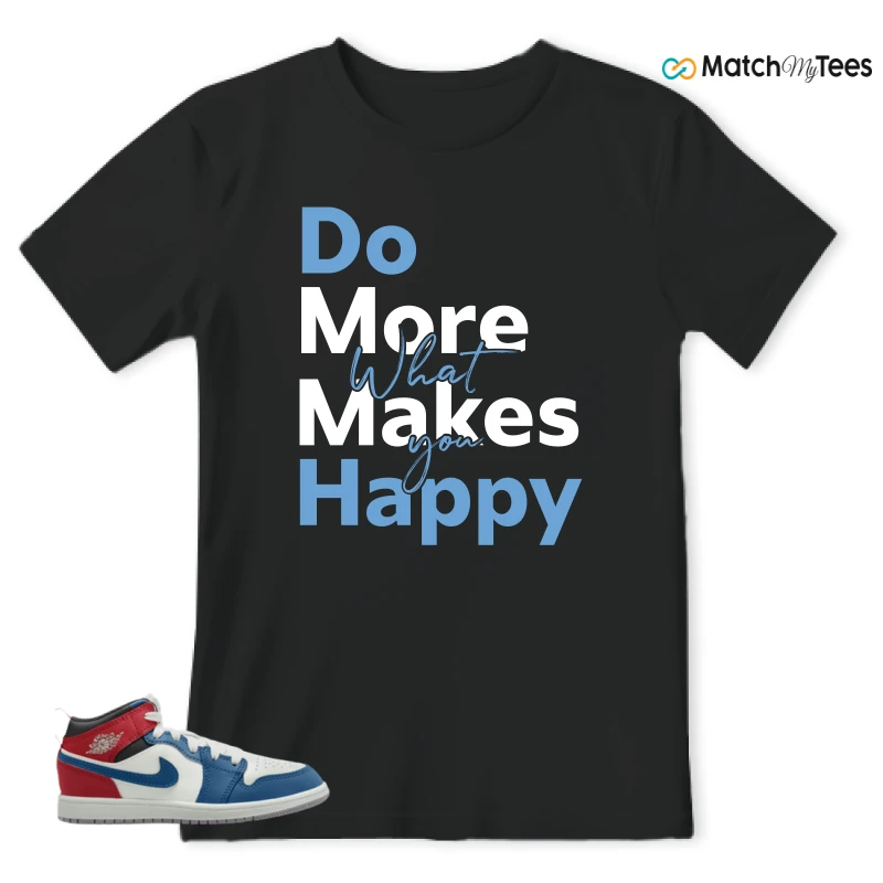 NIKE JORDAN 1 MID TRUE BLUE VARSITY RED (PS) SNEAKER Matching Tees t-shirt