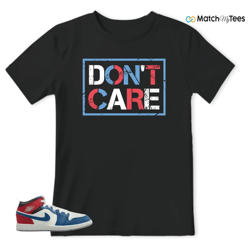 NIKE JORDAN 1 MID TRUE BLUE VARSITY RED (PS) SNEAKER Matching Tees t-shirt
